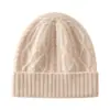 Gorro de Punto 100% Cachemira para Mujer Otoño e Invierno, Tejido de Trenza, Protección Cálida para Orejas, Sombrero de Lana Versátil de Color Sólido, Casual