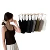 8821 Camiseta Interior Cálida Adelgazante Cuello en U Copas Integradas con Almohadillas en el Pecho Color Sólido Camisola Espalda Descubierta Lencería para Mujeres