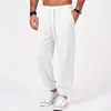 Coleção masculina nova AliExpress transfronteiriça: calças casuais de tecido canelado e sedoso, calças retas de corte solto com listras verticais e bolsos grandes