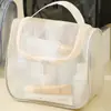 Bolsa de cosméticos portátil de malha Bolsa de armazenamento de cosméticos portátil de grande capacidade Bolsa de lavagem multifuncional Bolsa curva de alto valor de cor
