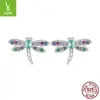 Brincos de Tarraxa Ziyun Prata Opalina Original Prata s925 Feminino Inseto Colorido da Primavera Orelhas Banhadas a Platina Atacado BSE795
