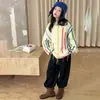 Suéter de outono e inverno para meninas 2026 novo doce estilo coreano franja gola redonda tricô para crianças mais velhas transfronteiriço moderno