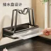 Estante para tapas de ollas de nuevo diseño, sin perforaciones, montado en la pared, estante de almacenamiento de cocina multifuncional para sostener tablas de cortar - un organizador imprescindible