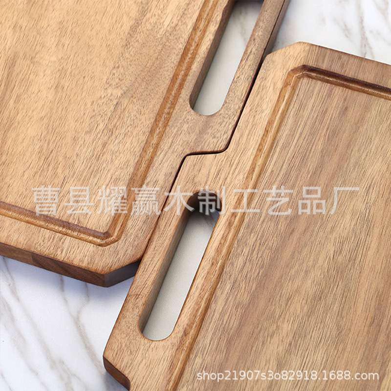 相思木方形菜板便携式带汁水槽砧板案板家用厨房水果蔬菜切板BS
