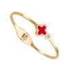 Joyería de Mujer de Estilo Coreano Transfronterizo Pulsera de Acero de Titanio Trébol de Cuatro Hojas Oro Rosa Joyería de Mano Abierta Diamante Inmarcesible Pulsera