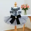 Ropa para Mascotas, Ropa para Perros y Gatos, Atuendos de Primavera y Otoño, Vestido Estilo Chanel Gris Azulado, Exquisito Vestido Estilo Princesa