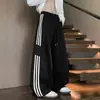 Calça Casual Americana Nova Calça de Moletom de Comércio Exterior Calça Risca de Giz Masculina Jovem Versátil Solta de Perna Reta Calça Esportiva