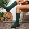 Botas de Punto Altas Hasta el Muslo Talla Grande Botas Flyknit de Media Pantorrilla Elásticas Celebridad de Internet Estilo Nuevo Calcetines Botas Adelgazantes Mujer Punta Fina Calcetines Elásticos