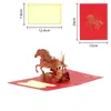 2026 Año del Caballo Tarjeta de Felicitación de Año Nuevo Estéreo 3D Estampado en Caliente Caballo Bendición Creativa Plegable Conmemorativa Tarjeta Venta al por Mayor Transfronteriza