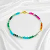Amazon Novo Colar de Contas Coloridas Dopamina Pedra Natural Colar Arco-Íris Nicho Simples Leve Luxo Corrente da Clavícula