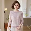 Moda de Madre 2026 Primavera, Otoño, Invierno Blusa Elegante, Moda para Mujeres de Mediana Edad Casual de Punto Base, Suéter Versátil