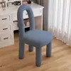Taburete de Lana de Cordero Color Crema Estilo Sencillo Personalizado por el Fabricante para Dormitorio del Hogar Silla de Maquillaje con Respaldo Estilo de Silla Moderna Silla de Comedor