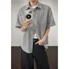 Camisa de manga corta de espiga estilo "old money" transfronteriza para hombre, camisa casual retro americana de manga corta para verano, chaqueta cárdigan