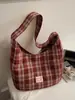 Nova Bolsa Casual Xadrez Retrô, Bolsa de Ombro Leve de Grande Capacidade para o Dia a Dia, Bolsa de Estudante para Aula e Compras