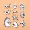 Set de 10 Colgantes y Accesorios de Caballo de Plata Antigua, 10 Estilos, 1 de Cada Uno, alrededor de 35g por Set