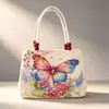 Bolsa bordada de estilo étnico, bolsa de lona con hilo de oro jacquard, bolsa de cuentas de madera con bordado de doble cara, bolsa de mano para viaje
