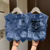 Nova Camiseta Regata Tie-Dye 100% Algodão para Crianças Maiores, Meninos e Meninas, Regata Sem Manga da Moda com Estampa de Desenho Animado