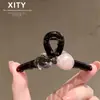Moda Feminina Clássica Presilha Tibi Grande com Laço de Strass Temperamento Parte de Trás da Cabeça Cabelo Ralo Meio Preso Popular