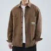 Chaqueta camisa de trabajo para hombre estilo primavera y otoño talla grande holgada moderna casual tops color sólido cárdigan chaqueta con solapa hombre