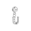 Pulseira de aço inoxidável com pingentes de letra de luxo 26 letras com zircônia transparente requintada A-Z Acessórios para joias DIY