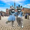 Casal estrangeiro urso desenho animado boneca roupas masculinas e femininas boneca de caminhada roupas de performance adulto urso COS adereços roupas