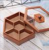 Caja de madera con celosía Jiugong, caja de dulces china de madera maciza, mesa de centro para sala de estar, caja de frutos secos de madera decorada para el hogar con tapa