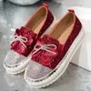 Estação Europeia 44 Tamanho Grande Sapatos Esportivos Femininos Outono Novo Mocas Slip-On com Laço de Strass