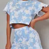 Novidade Europeia e Americana Primavera e Verão Site Independente Transfronteiriço Mais Vendido Shorts Estampados e Pijamas de Manga Curta para Mulheres, Adequados para Usar Fora
