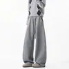Calça jogger esportiva cinza de peso pesado desconstruída para homens, nova outono/inverno, caimento solto, retrô, moderna, perna larga, casual, longa