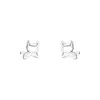Pendientes Huecos de Gato de Plata Pura S999, Diseño Lindo de Animal, Estilo Coreano Simple, Pendientes Versátiles y Exquisitos para Mayorista