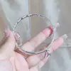 Pulseira de Prata Pura 999 Estilo Chinês com Articulações de Bambu, Empurra-Puxa para Mulheres, Design Liso de Folha de Bambu Sólida, Pulseira Ajustável de Prata Pura, Estilo Jovem