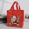 Bolsas de regalo rojas en stock, bolsas de tela no tejida serie navideña, bolsas de regalo tipo tote con sensación de alta gama