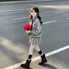 Conjunto de uniforme JK estilo escolar para niñas, atuendo de otoño para niños mayores, ropa estilo universitario, conjunto de dos piezas con falda plisada