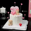 Día de San Valentín Chino Plástico Blando Postura Sentada Oso Azul y Rosa Decoración de Pastel Tarjeta de Corazón de Amor Decoración de Postre para Pareja