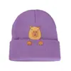 Chapéu de Lã Bordado com Flor de Capivara Amazon Transfronteiriço Chapéu de Tricô Versátil Estilo Coreano Chapéu Quente para Ciclismo ao Ar Livre
