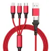 Cable de datos PD de dos a tres USB a tipo-c revolución tres en uno cable de carga para coche cable de carga para teléfono móvil multiusos