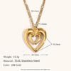Joyería transfronteriza de moda europea y americana para combinar con todo, acero inoxidable chapado en oro de 18K, aretes colgantes de corazón de durazno hueco de doble capa, collar para mujer