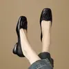 Sapatos Rasos de Couro Macio para Mulheres, Estilo Retrô Francês, Bico Redondo Baixo, Sapatos Mary Jane Estilo Chanel, Sapatos Femininos Versáteis e Confortáveis