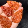 Jade oco-out seda vermelha gota em forma de flor florescendo ricas peças diy brincos de gancho de orelha pingente de joia de jade