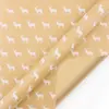 Papel de Regalo Navideño Tamaño Grande Ecológico Papel Kraft Amarillo Papel de Regalo Navideño Cuadros Rojos Cabeza de Reno Patrón de Copo de Nieve