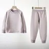 Novo Conjunto de Roupa Íntima de Lã e Seda Outono e Inverno, Estilo Coreano, para Meninos e Meninas, 10 anos, Antibacteriano, Sem Costura, Roupa de Casa Quente para Outono