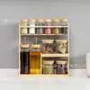 Estante de Almacenamiento de Escritorio de Bambú y Madera Transfronterizo Estante de Especias para Cocina Estante de Almacenamiento Simple de Múltiples Niveles Estante de Almacenamiento para Caja de Especias de Clasificación