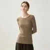 Suéter de punto de cachemira 100% pura para mujer, cuello redondo, corte ajustado, nuevo suéter base de cachemira para otoño e invierno
