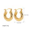 Brincos Grandes em Aço Inoxidável Banhado a Ouro 18K com Torção em Forma de U, Design Espiral Circular Simples e Elegante, Brincos Exagerados Estilo Europeu e Americano Transfronteiriços