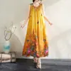 Nuevo vestido largo sin mangas de estilo resort costero con fruncido en la cintura para mujer, talla grande, adelgazante, para mujeres de talla grande, vestido largo con tiras para la playa