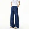 2026 Pantalones Casuales de Cuadros Retro Perezosos de Pierna Ancha para Mujer Sueltos Adelgazantes con Caída Moda Versátil de Longitud Completa