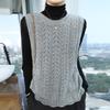 2024 otoño e invierno nuevo chaleco de cachemira hueco de cuello redondo para mujer chaleco de lana sin mangas talla grande dulce