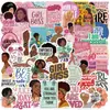 50 Pegatinas Lindas Inspiradoras de Niña Negra de Dibujos Animados para Decorar Diarios, Fundas de Teléfono DIY, Pegatinas de PVC Impermeables Transfronterizas