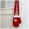 Atmosfera de Ano Novo e Natal Luvas de Presente Bolsa de Pelúcia Popular na Internet Ursinho de Pelúcia Veludo Vermelho Retro Vestido de Festa Bolsa Transversal