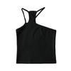 174-20 Chicas Picantes Coreanas Ajustado Tira Irregular al Hombro Regular Top para Mujer Color Caramelo Camisola Chaleco